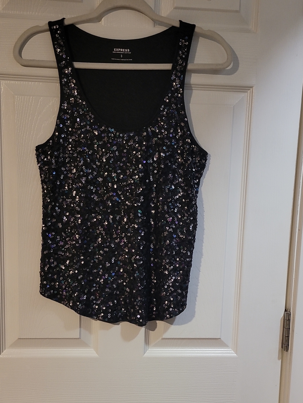 Express Black Sequin Camisole Tank Top